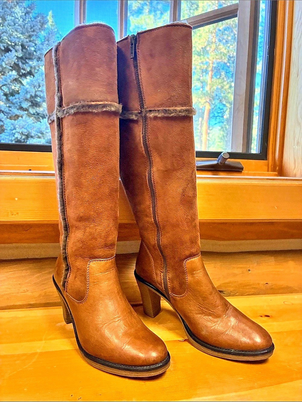 Brown Heeled knee high Tall Boots